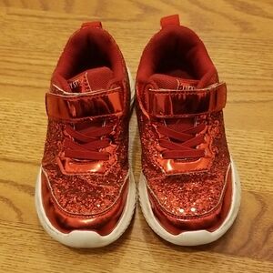 Shiny Red Glitter Kids Sneakers